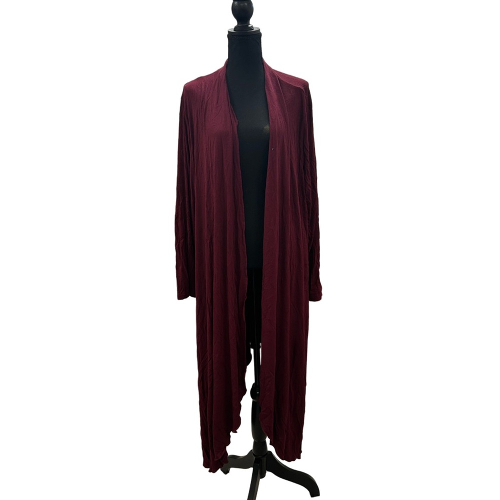 Burgundy wine long cardigan - jersey soft material 

really soft and comfy